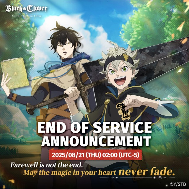 Black Clover M: Rise of the Wizard King Announces Global Shutdown in 2025