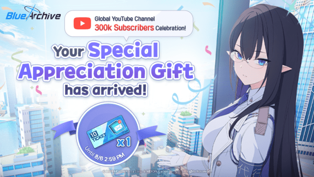 Blue Archive Celebrates 300K YouTube Subscribers With In-Game Rewards