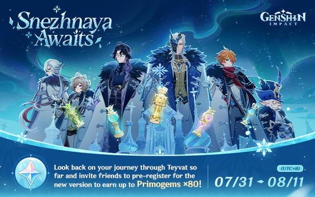 Genshin Impact Version 7.0 Pre-Registration Event: Rewards & Details