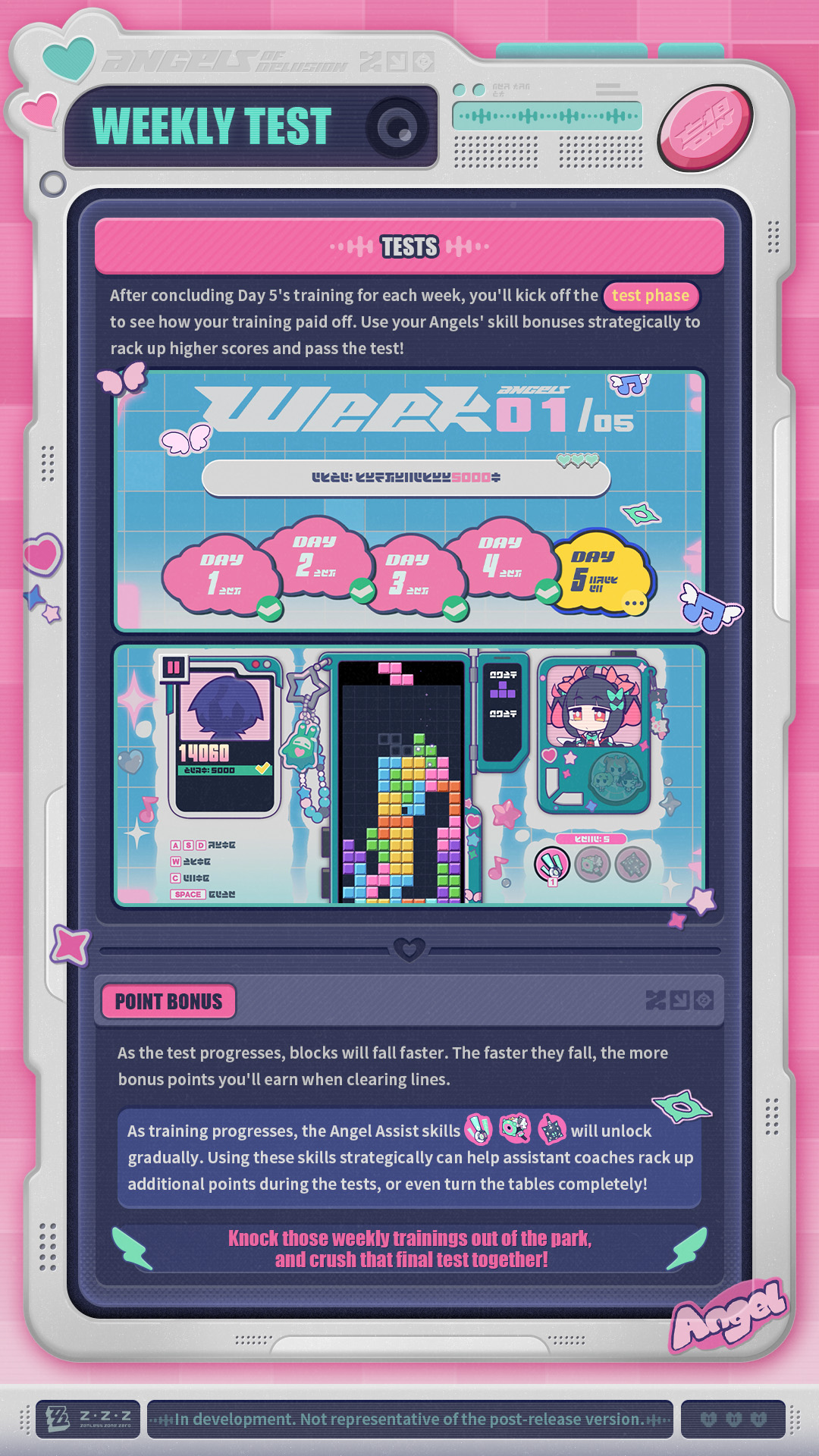 Celebratory scene with characters and coaches after a successful training run.