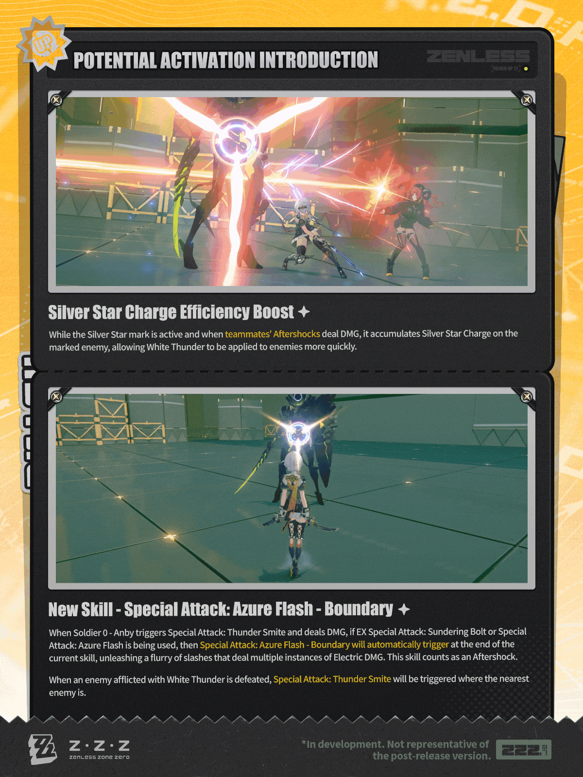 Gameplay GIF: Anby executing a dash-attack combo at high speed, with electric visual effects.