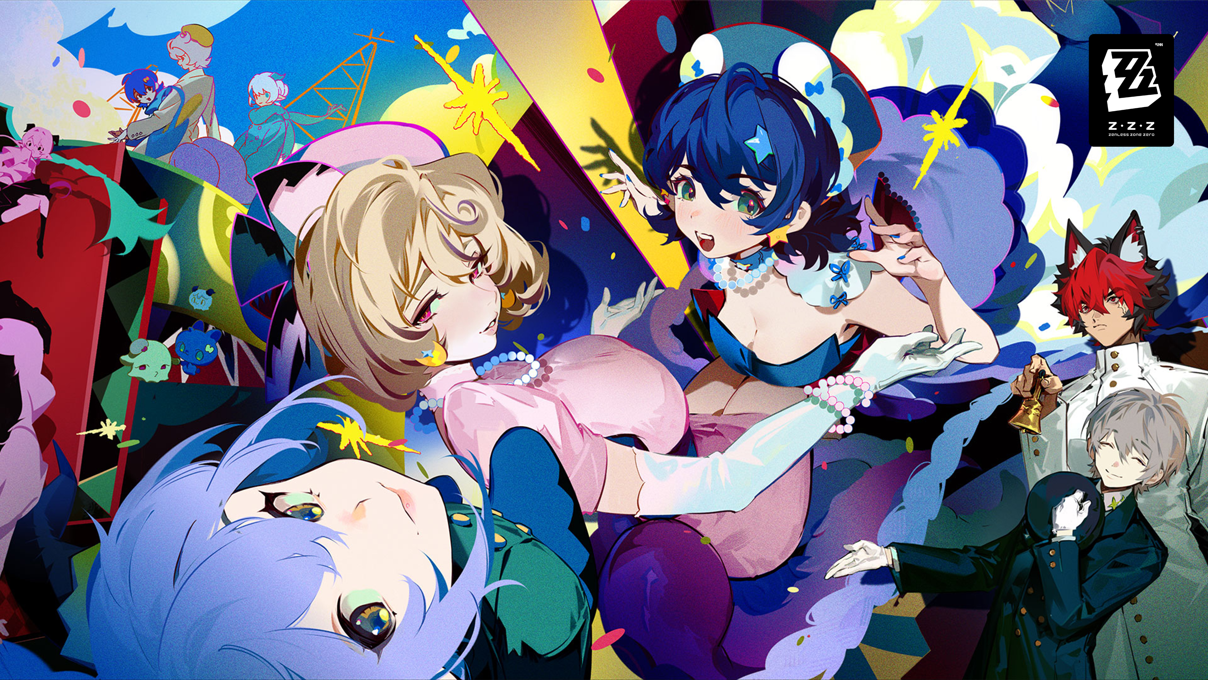 Group character ensemble with New Eridu skyline behind