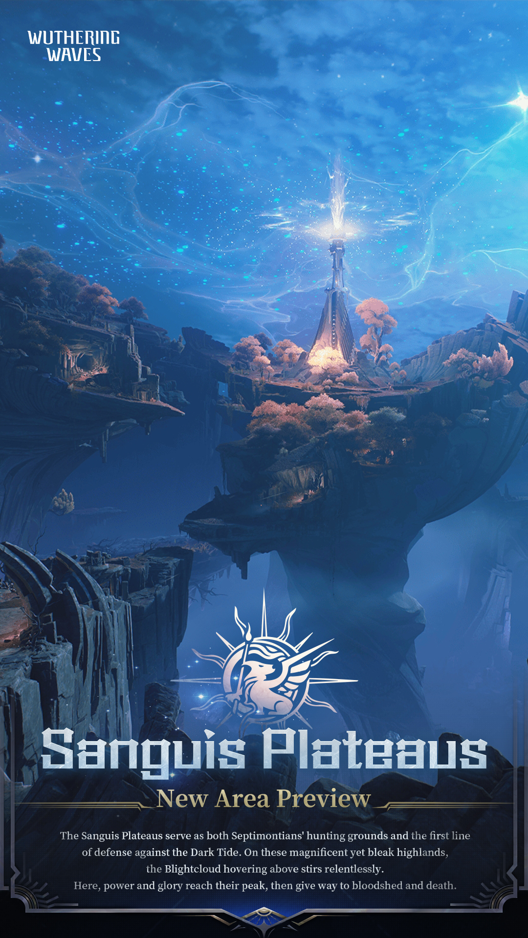 A mysterious character stands amidst swirling petals, their gaze distant yet determined.