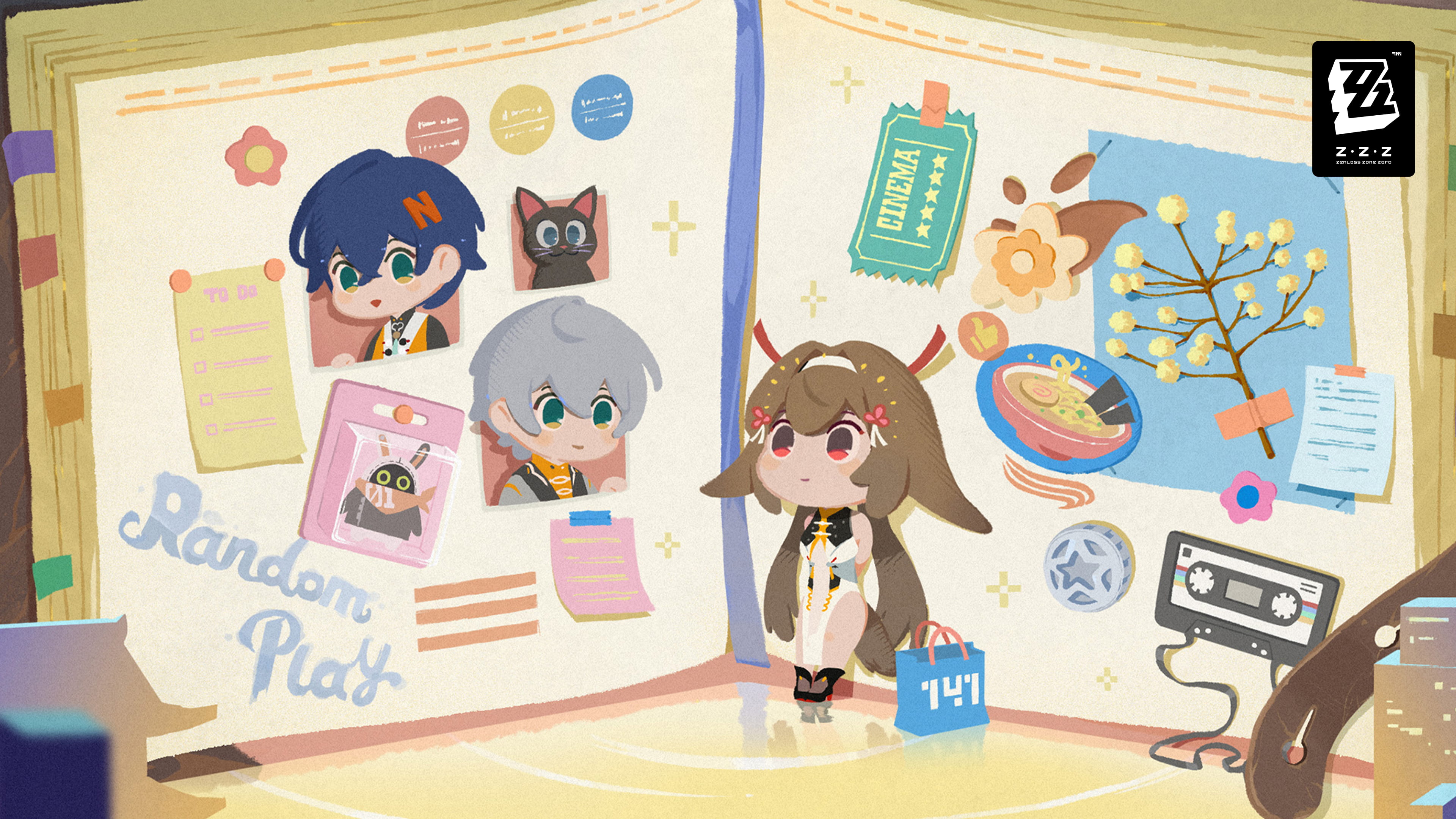 ZZZ 2.4 Video Archive wallpaper, featuring New Eridu’s bustling nighttime signage, stylized billboards, and signature color palette. The visual highlights the city’s layered architecture and cyber-noir vibes.