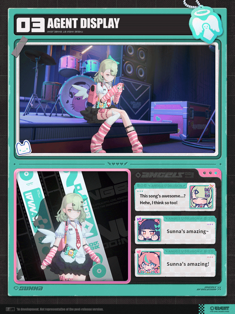 Animated gif: Sunna executing an ultimate attack; musical notes and light swirl around her, suggesting AoE impact.