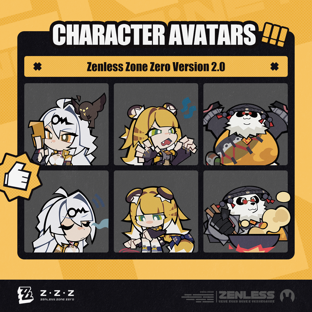 Yixuan, Ju Fufu, and Pan Yinhu avatars in Zenless Zone Zero 2.0