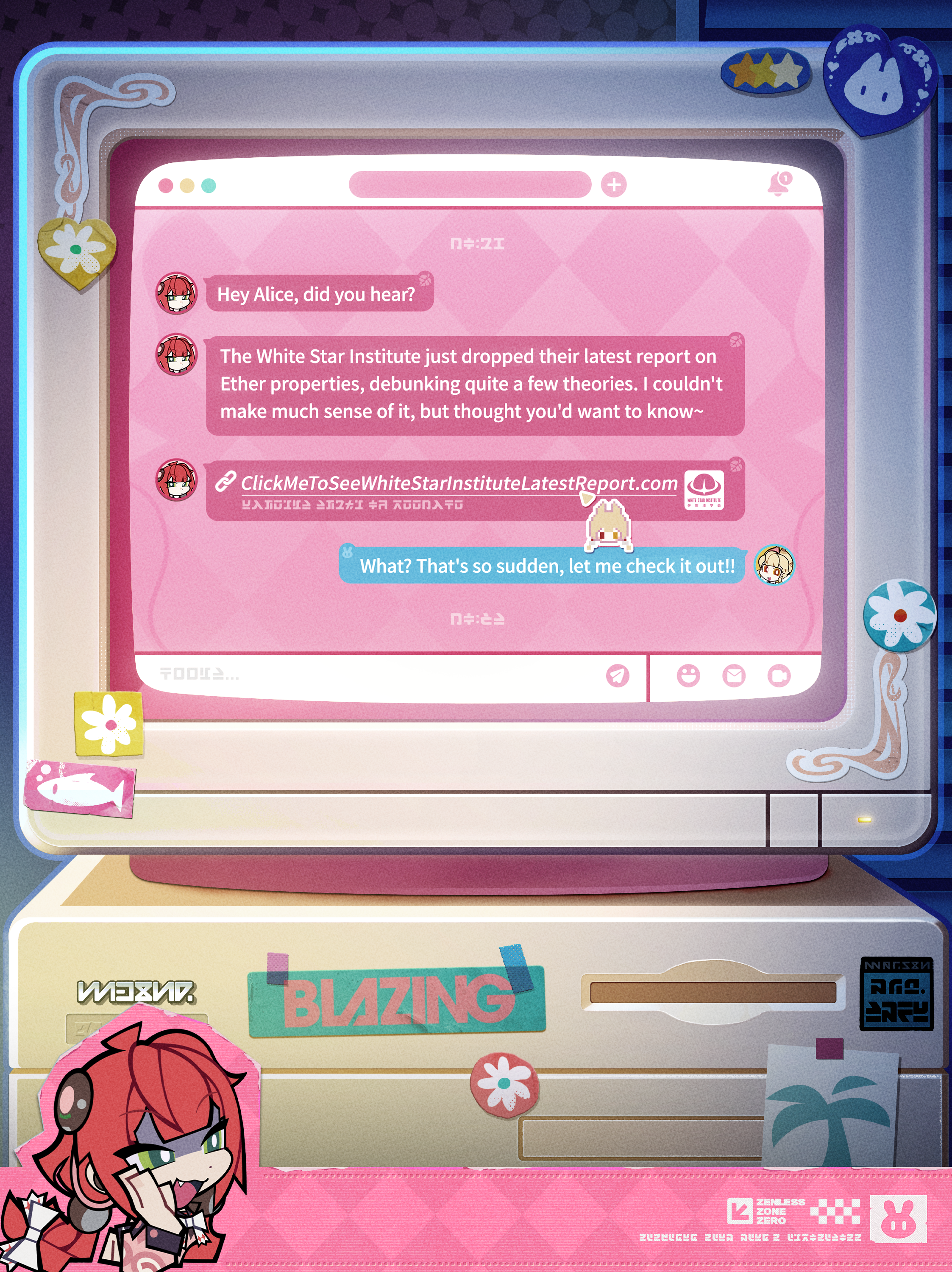 Alice and Yuzuha reading the anti-fraud script