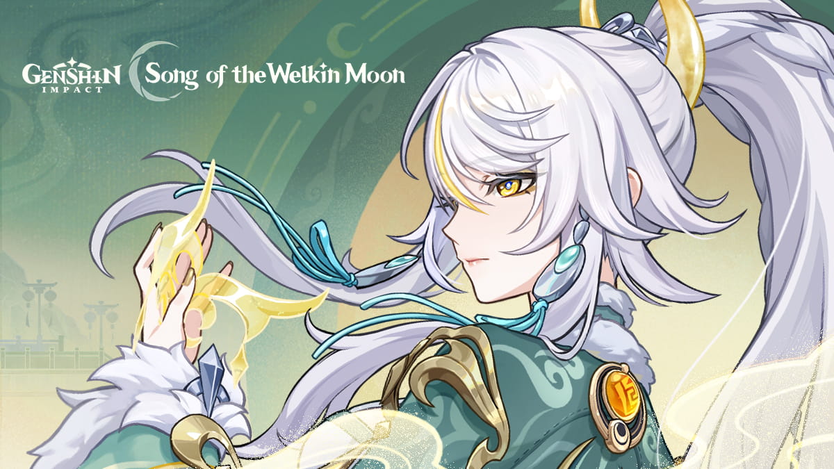 Official Genshin Impact artwork depicting three spectral figures intertwined within a green aura, hinting at themes of unity and conflict.