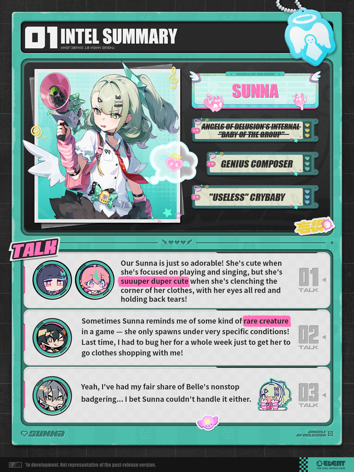 Stylized portrait of Sunna with luminous headphones, friendly smile, and city backdrop — highlighting her musical motif.