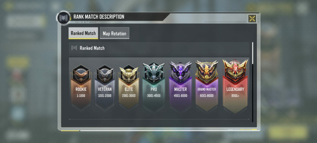 Warzone Mobile ranks overview