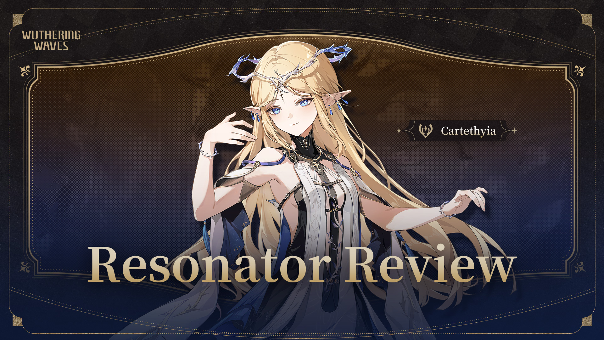 Official artwork of Cartethyia, in full knight regalia, standing against a windswept plain. She displays both royal poise and the edge of a wanderer.