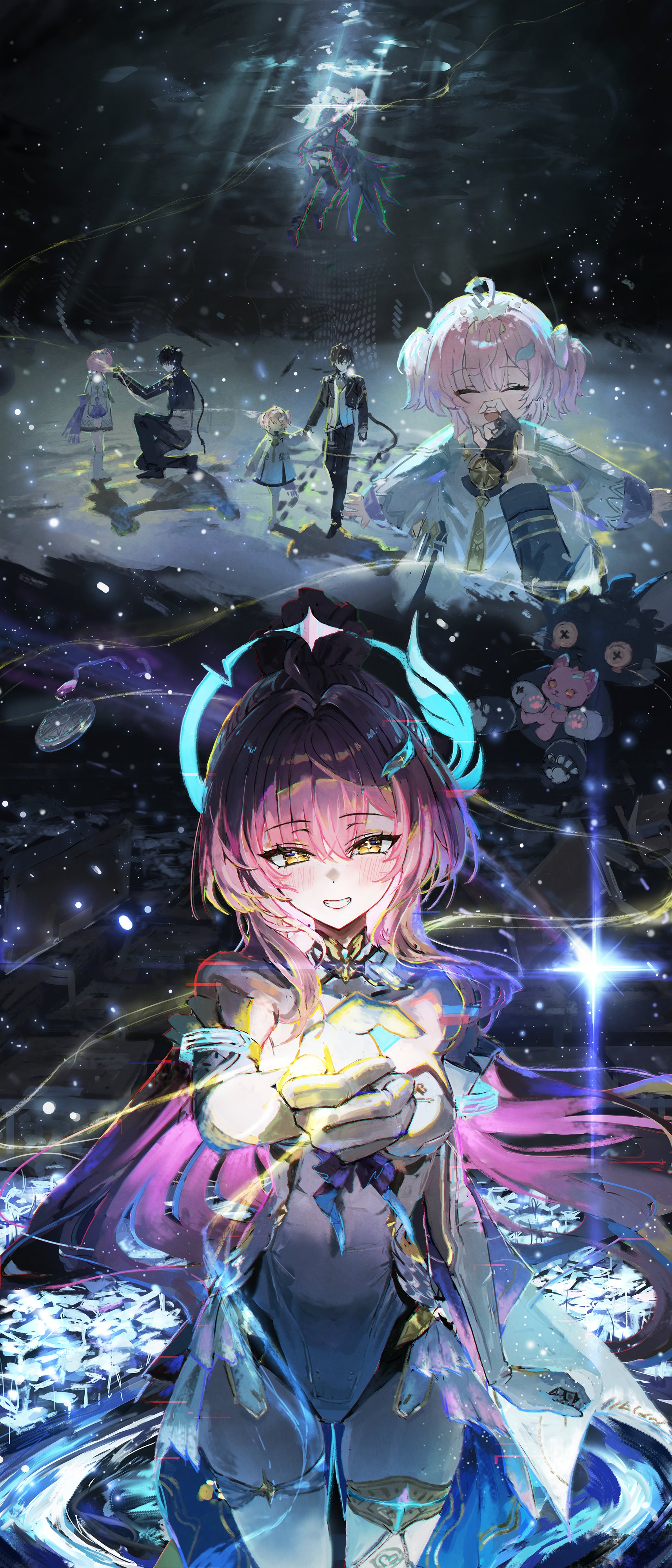 Delicate, high-detail watercolor of a snowy lantern-lit alley.