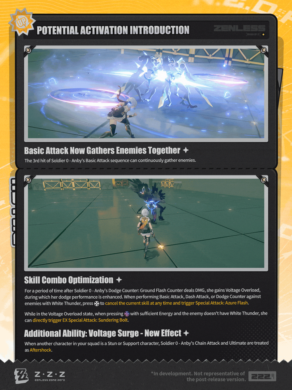 GIF of ultimate skill: Anby launching a flashy finishing attack, striking multiple foes.