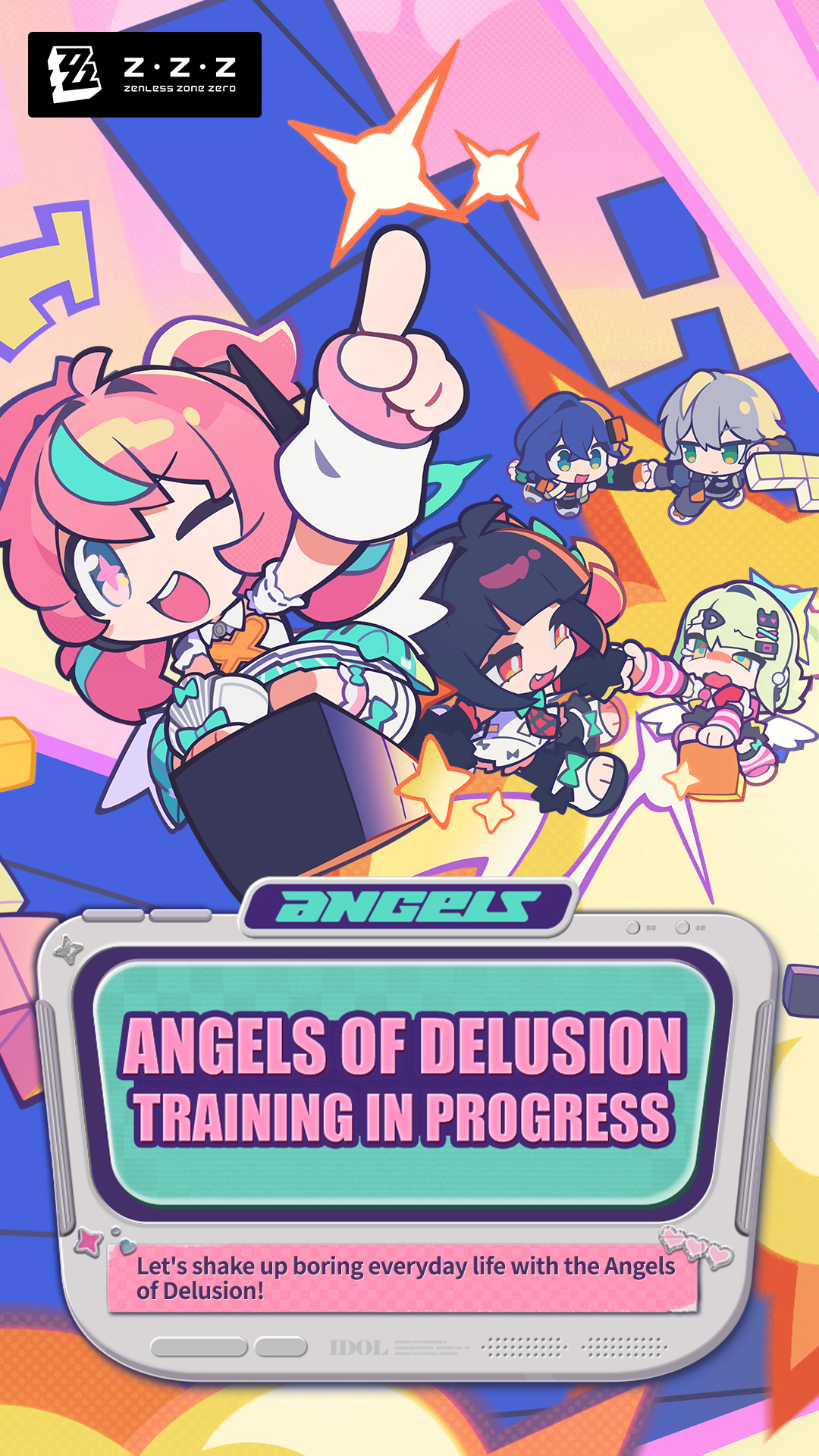 A lineup of Zenless Zone Zero assistant coaches in training uniforms, standing on a sports field, exuding teamwork and competitive energy.