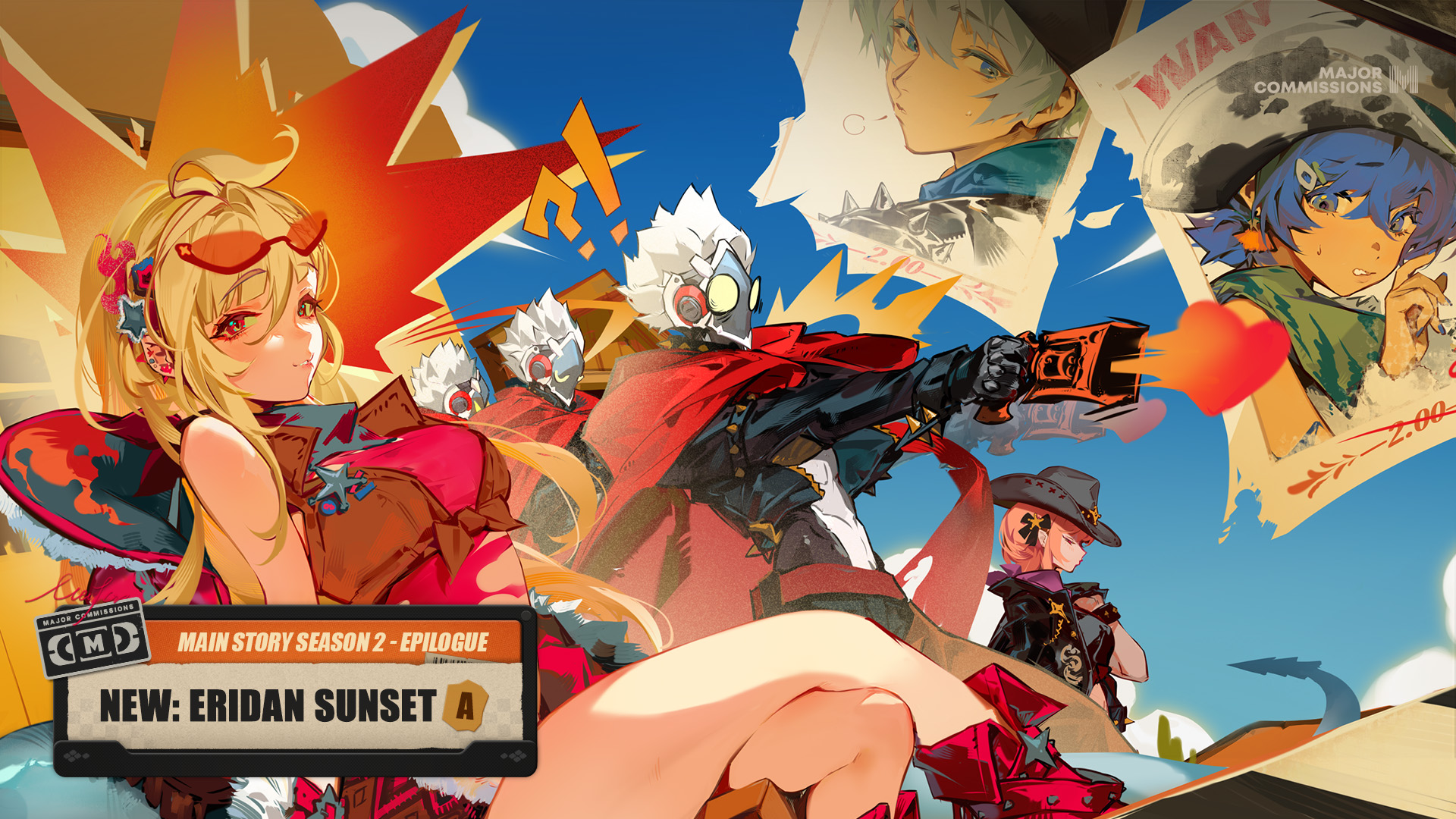 Scene from Eridu's twilight in the Season 2 epilogue, showing silhouetted characters watching a sunset—tonal, mysterious, and symbolic of major story transition.