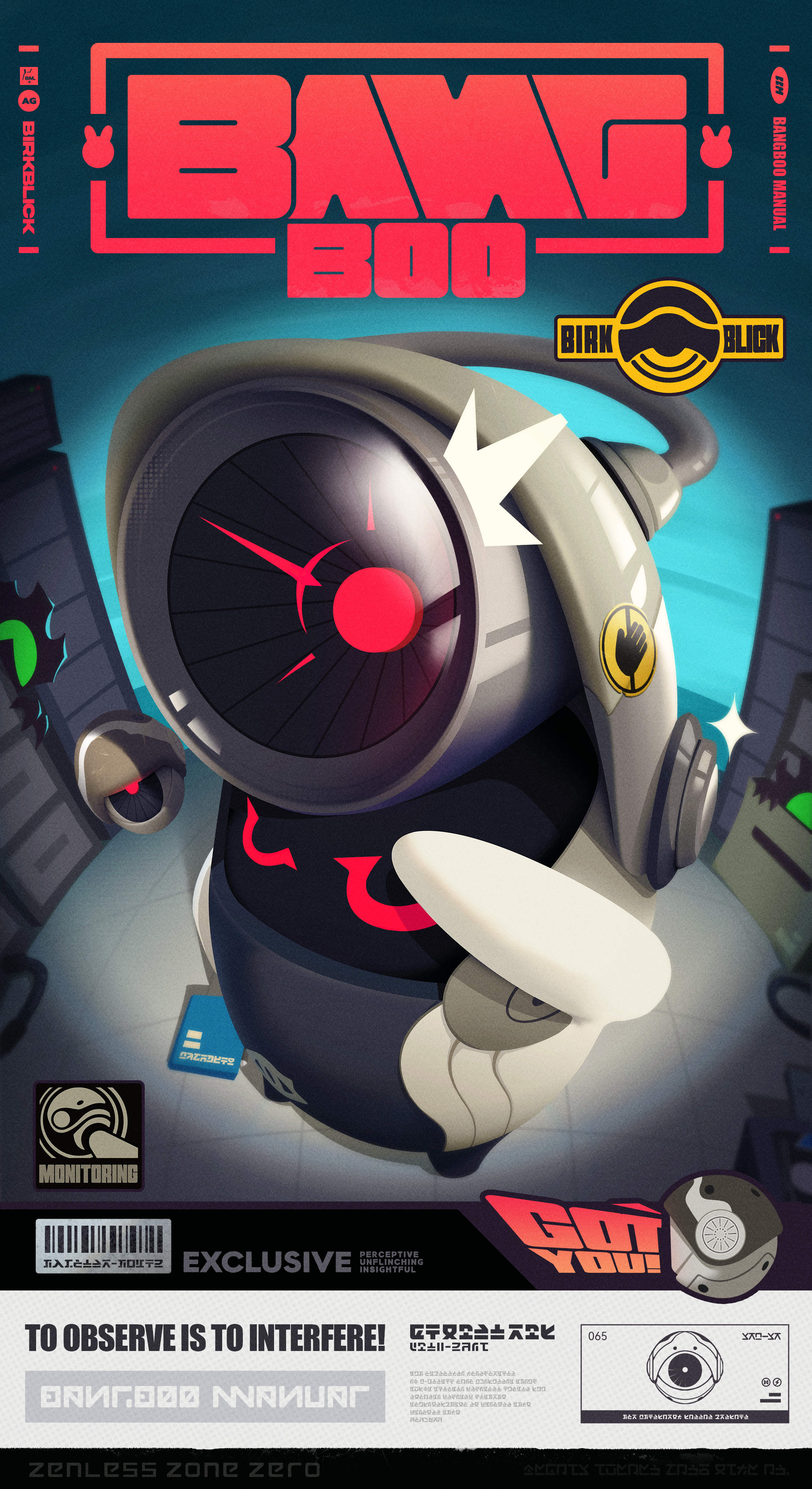 Sample Zenless Zone Zero commission summary screen, showing the cryptic En-nah text. Stylized in-game artwork featuring cryptic En-nah text, suggesting a mission completion summary.