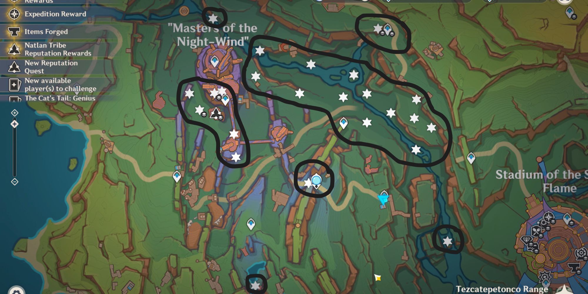 Glowing Hornshroom Locations in Tezcatepetonco Range