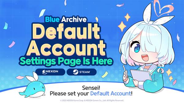 Screenshot of Blue Archive Default Account Settings Page