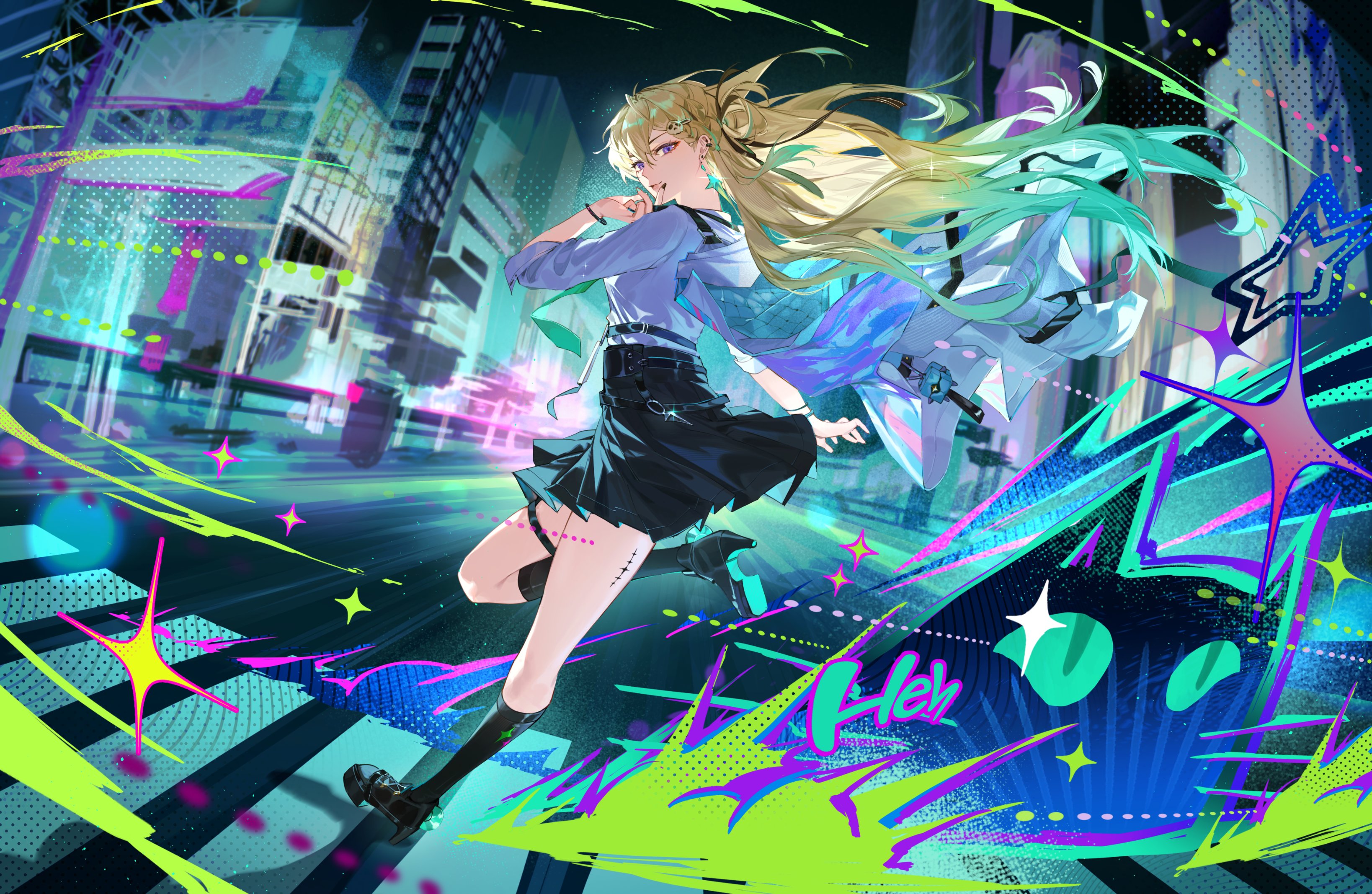 A stunning duo portrait blending vibrant cel-shading with atmospheric lighting, featuring Jiyan and other Wuthering Waves characters in a dramatic pose.