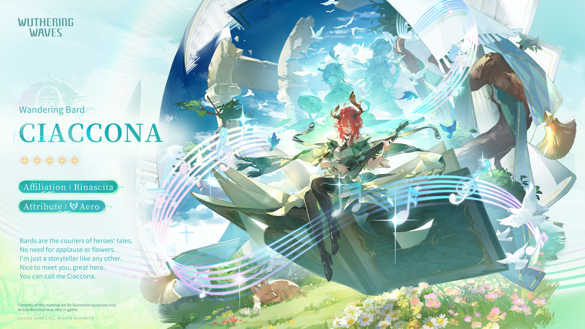 Ciaccona greets the hero, exuding bardic charm
