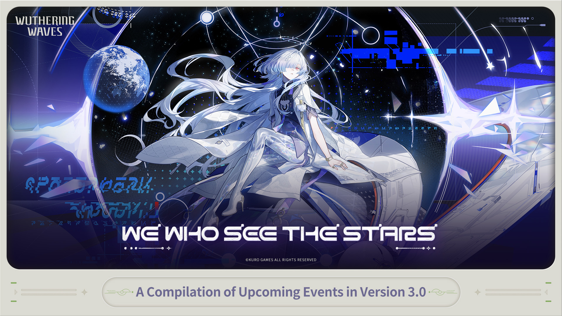 Wuthering Waves 3.0 official event visual #1: preview art with event logos and featured characters, highlighting the phase dates and event collaboration.